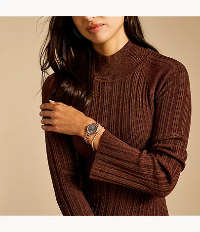 Carlie Mini 28mm Three-Hand Rose Gold-Tone Stainless Steel Watch and Bracelet Set
