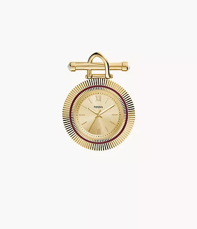 Scarlette 35mm Three-Hand Gold-Tone Stainless Steel Watch Brooch