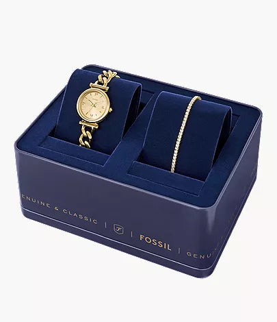 Carlie Mini 28mm Three-Hand Gold-Tone Stainless Steel Watch and Bracelet Set
