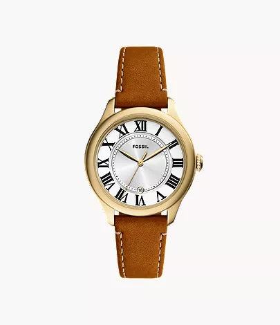 Gilmore 38mm Three-Hand Date Medium Brown Leather Watch