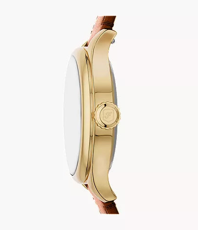 Gilmore 28mm Three-Hand Brown Leather Watch