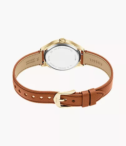 Gilmore 28mm Three-Hand Brown Leather Watch