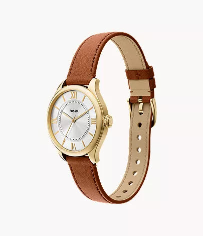 Gilmore 28mm Three-Hand Brown Leather Watch