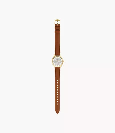 Gilmore 28mm Three-Hand Brown Leather Watch