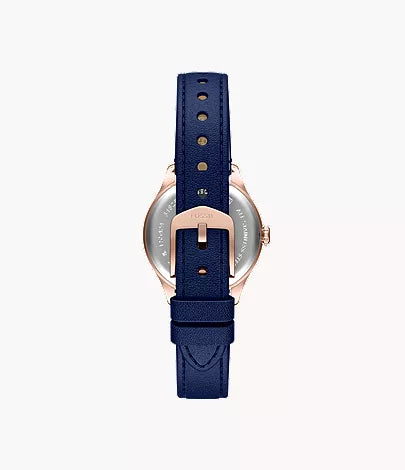 Gilmore 28mm Three-Hand Navy Leather Watch