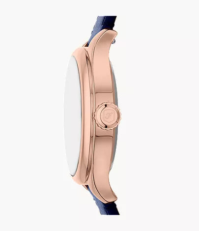 Gilmore 28mm Three-Hand Navy Leather Watch