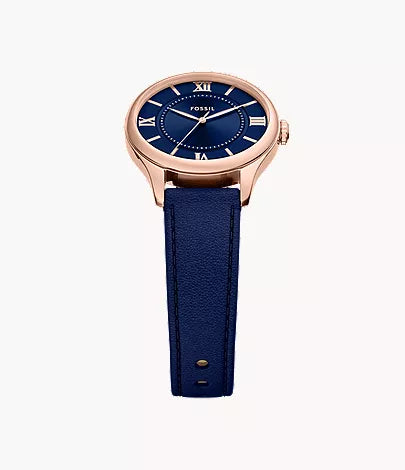 Gilmore 28mm Three-Hand Navy Leather Watch