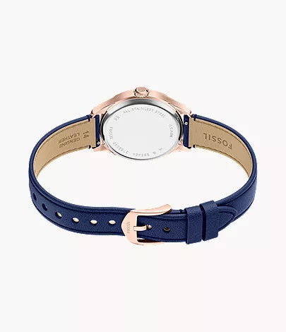 Gilmore 28mm Three-Hand Navy Leather Watch