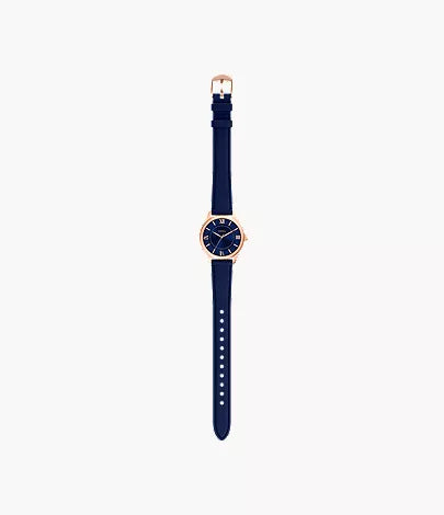 Gilmore 28mm Three-Hand Navy Leather Watch