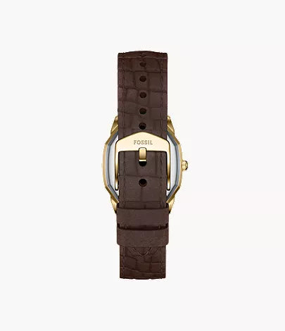 Harlow 27mm Three-Hand Brown Croco Leather Watch