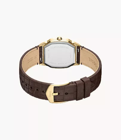 Harlow 27mm Three-Hand Brown Croco Leather Watch