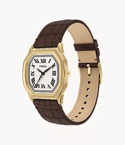 Harlow 27mm Three-Hand Brown Croco Leather Watch