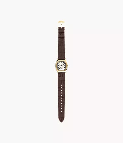 Harlow 27mm Three-Hand Brown Croco Leather Watch