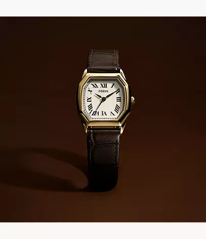 Harlow 27mm Three-Hand Brown Croco Leather Watch