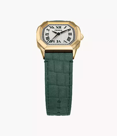 Harlow 27mm Three-Hand Green Croco Leather Watch