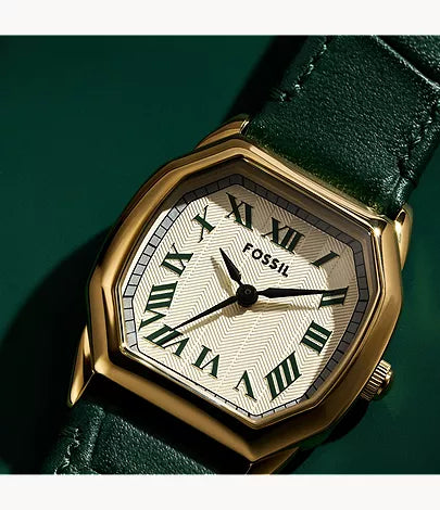 Harlow 27mm Three-Hand Green Croco Leather Watch