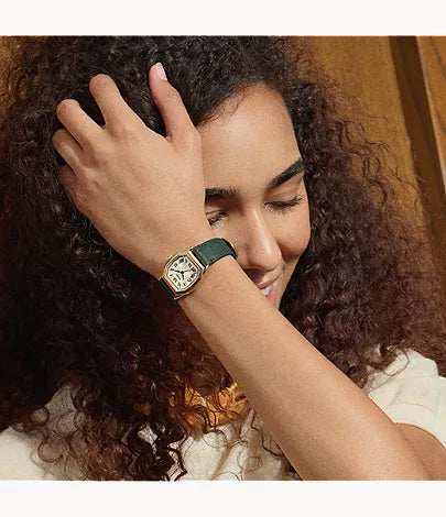 Harlow 27mm Three-Hand Green Croco Leather Watch