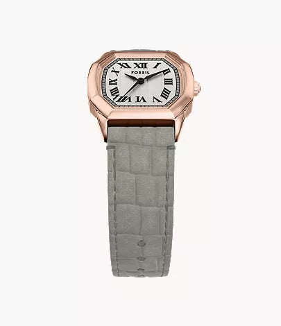 Harlow 27mm Three-Hand Gray Croco Leather Watch