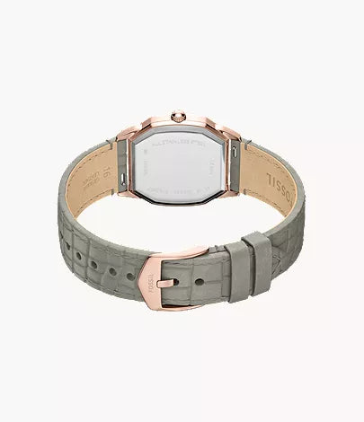 Harlow 27mm Three-Hand Gray Croco Leather Watch