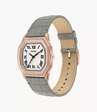 Harlow 27mm Three-Hand Gray Croco Leather Watch