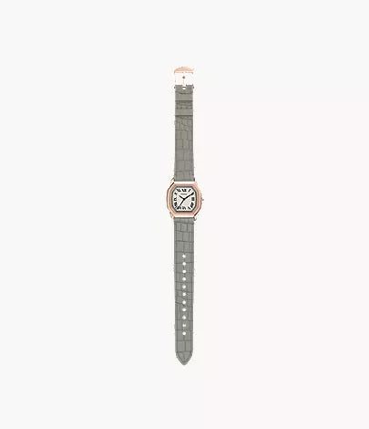 Harlow 27mm Three-Hand Gray Croco Leather Watch