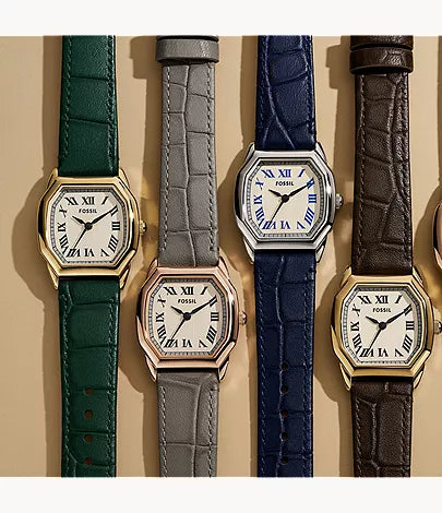 Harlow 27mm Three-Hand Gray Croco Leather Watch