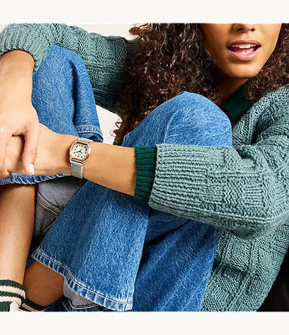 Harlow 27mm Three-Hand Gray Croco Leather Watch