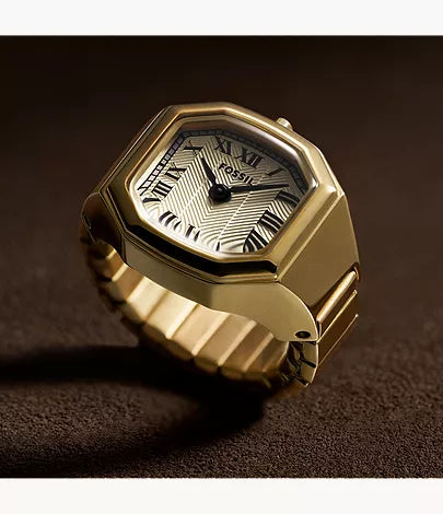 Harlow Watch Ring 17mm Two-Hand Gold-Tone Stainless Steel