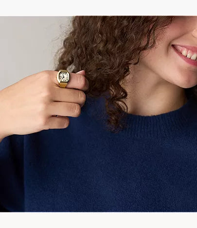 Harlow Watch Ring 17mm Two-Hand Gold-Tone Stainless Steel