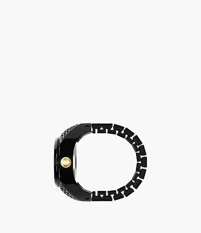Watch Ring 15mm Two-Hand Pavé Black Stainless Steel