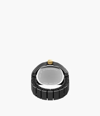 Watch Ring 15mm Two-Hand Pavé Black Stainless Steel