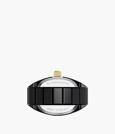 Watch Ring 15mm Two-Hand Pavé Black Stainless Steel