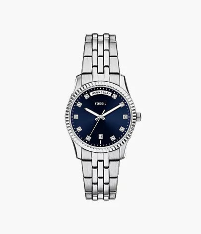 Scarlette 34mm Three-Hand Day-Date Stainless Steel Watch