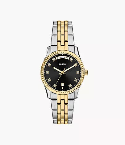 Scarlette 34mm Three-Hand Day-Date Stainless Steel Watch U7