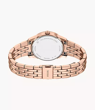Scarlette 34mm Three-Hand Day-Date Rose Gold-Tone Stainless Steel Watch