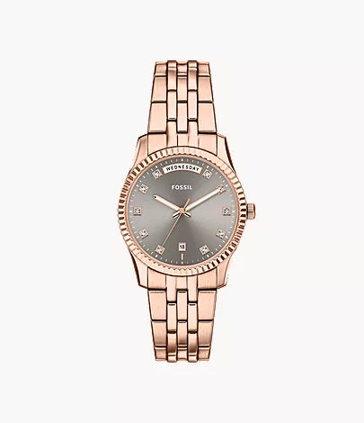 Scarlette 34mm Three-Hand Day-Date Stainless Steel Watch U7