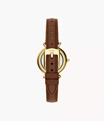 Carlie Mini 28mm Three-Hand Brown Leather Watch