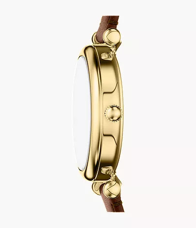 Carlie Mini 28mm Three-Hand Brown Leather Watch