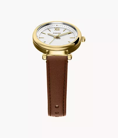 Carlie Mini 28mm Three-Hand Brown Leather Watch