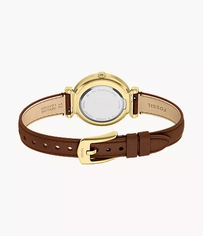 Carlie Mini 28mm Three-Hand Brown Leather Watch