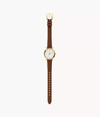 Carlie Mini 28mm Three-Hand Brown Leather Watch