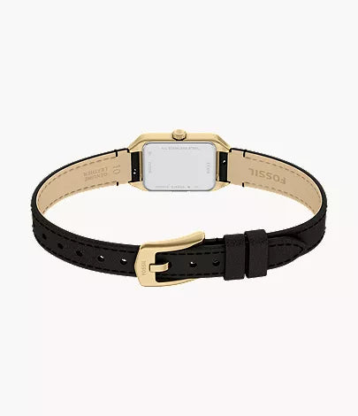 Raquel Mini 18mm Three-Hand Black Leather Watch