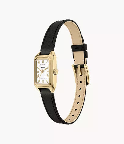 Raquel Mini 18mm Three-Hand Black Leather Watch