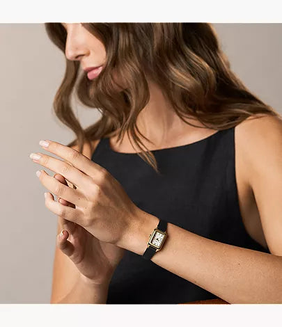 Raquel Mini 18mm Three-Hand Black Leather Watch