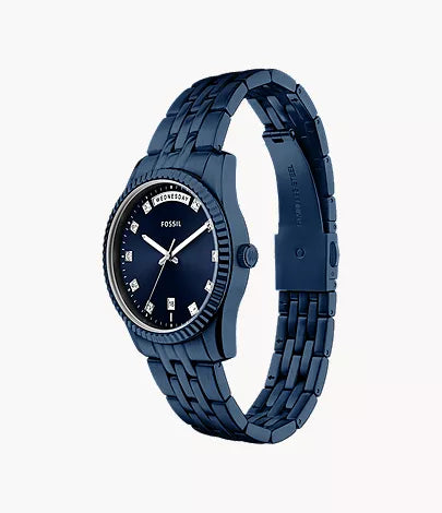 Scarlette 34mm Three-Hand Navy Stainless Steel Watch