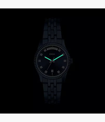 Scarlette 34mm Three-Hand Navy Stainless Steel Watch