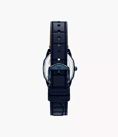 Harlow 27mm Three-Hand Navy Leather Watch
