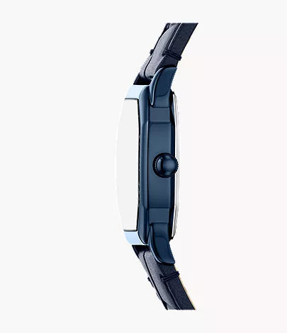 Harlow 27mm Three-Hand Navy Leather Watch