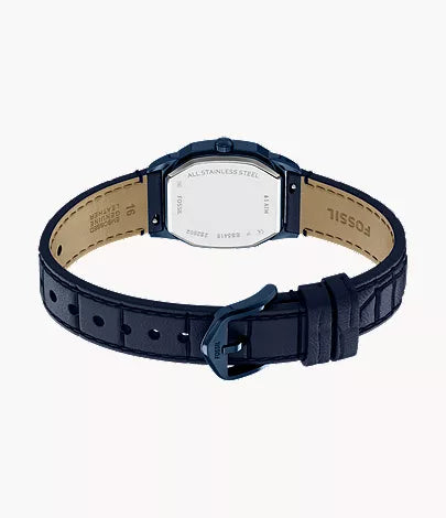 Harlow 27mm Three-Hand Navy Leather Watch