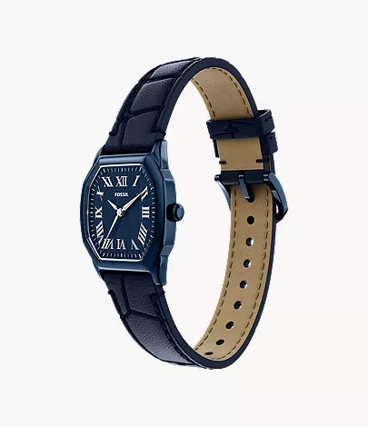 Harlow 27mm Three-Hand Navy Leather Watch